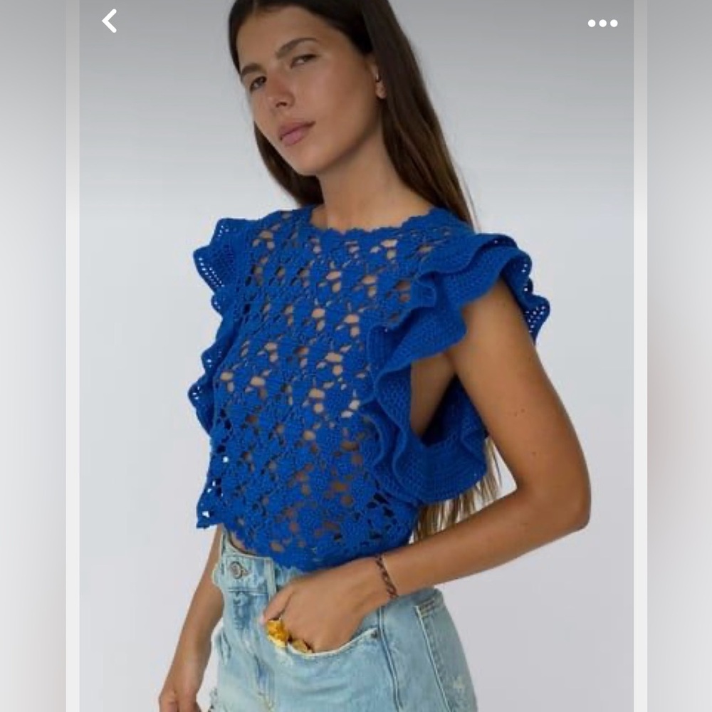 Zara crochet open knit top. Large. New Never worn with Tags